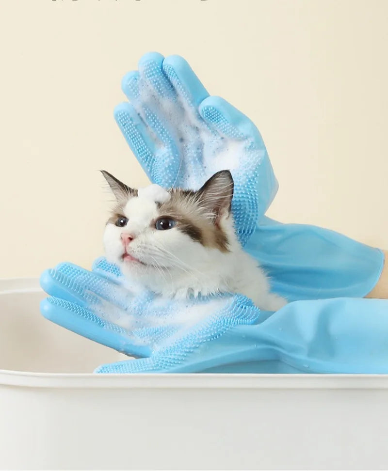 Pet Bath Gloves Bath Scrub Brush Thickened Bite Proof Pet Cat Dog Products Supplies Grooming Glove Cleaning Beauty Accessories