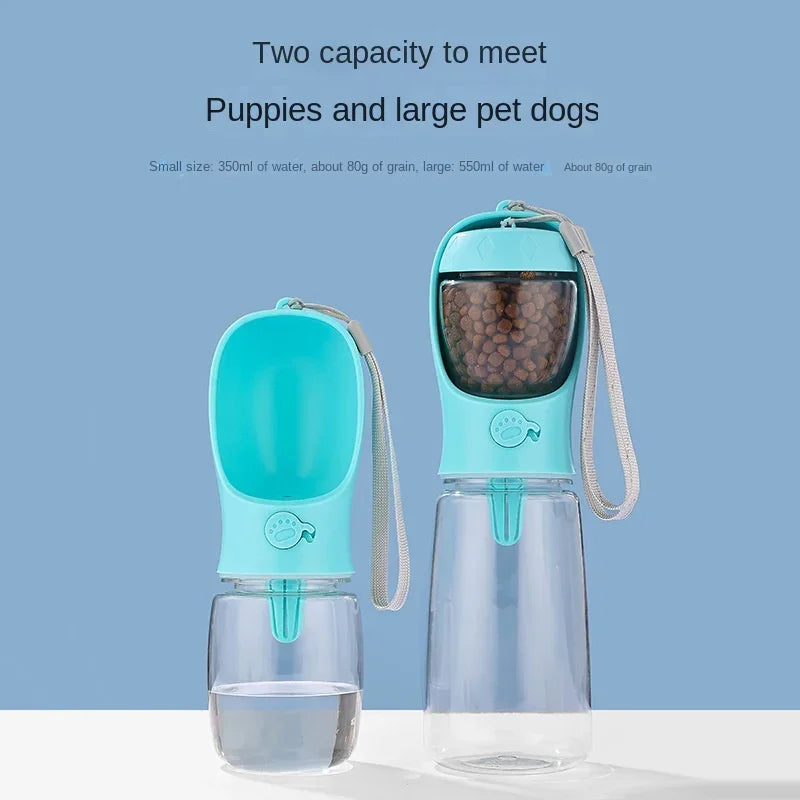 Portable Pet Water Bottle Food Grade Material Dog Cat Travel Cup with Food Dispenser Leakproof Puppy Small Pets