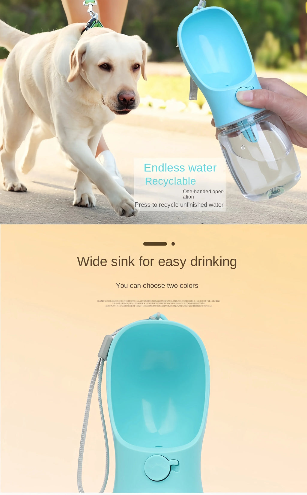 Portable Pet Water Bottle Food Grade Material Dog Cat Travel Cup with Food Dispenser Leakproof Puppy Small Pets