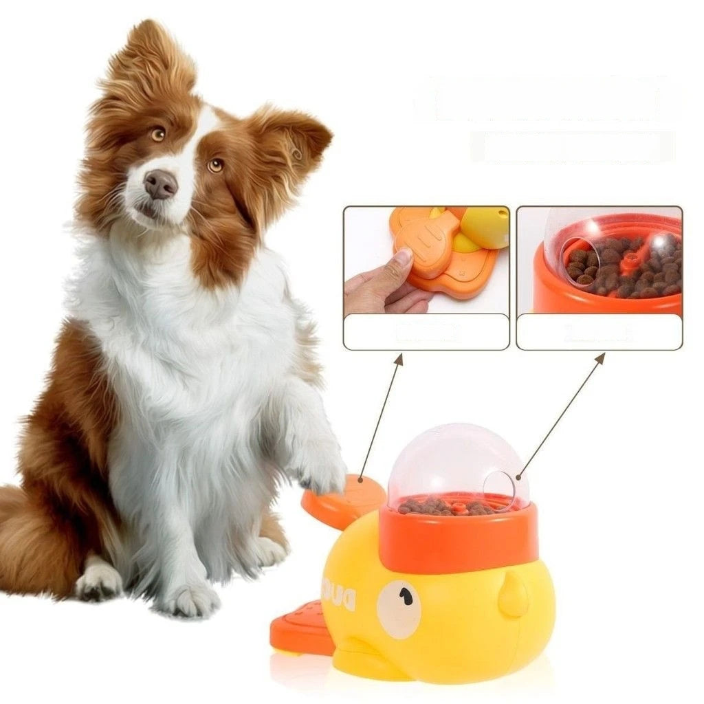 Pet rubber duck cat toy, self-entertaining cat teaser, freeze-dried treat dispenser, automatic feeder