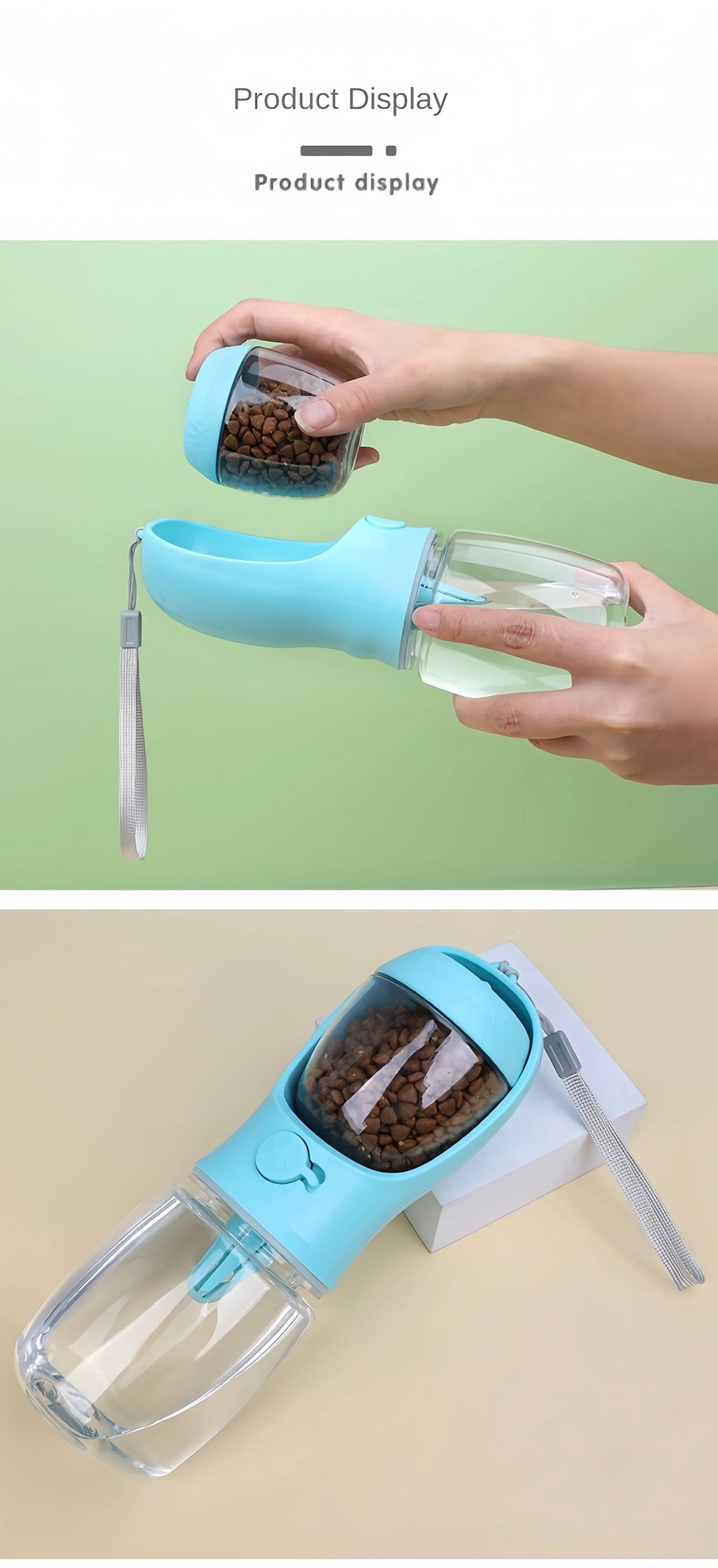 Portable Pet Water Bottle Food Grade Material Dog Cat Travel Cup with Food Dispenser Leakproof Puppy Small Pets