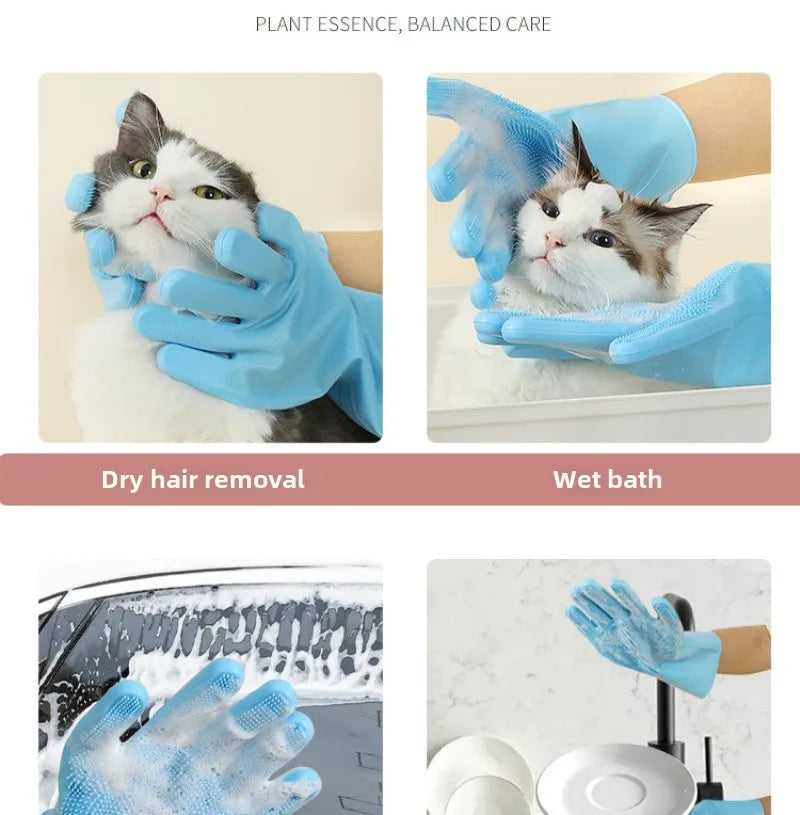 Pet Bath Gloves Bath Scrub Brush Thickened Bite Proof Pet Cat Dog Products Supplies Grooming Glove Cleaning Beauty Accessories