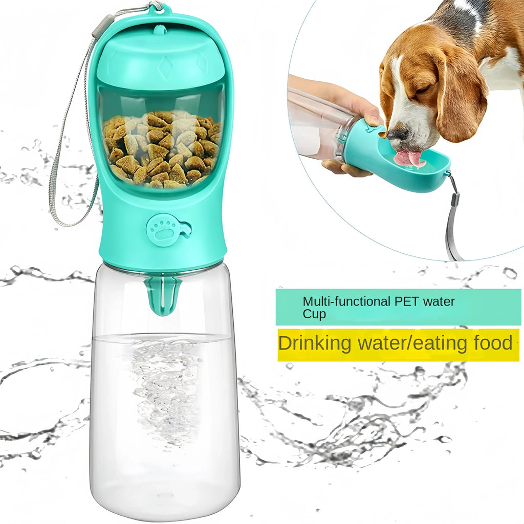 Portable Pet Water Bottle Food Grade Material Dog Cat Travel Cup with Food Dispenser Leakproof Puppy Small Pets