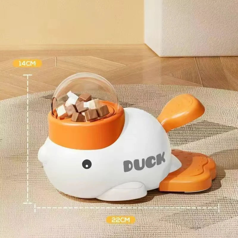 Pet rubber duck cat toy, self-entertaining cat teaser, freeze-dried treat dispenser, automatic feeder