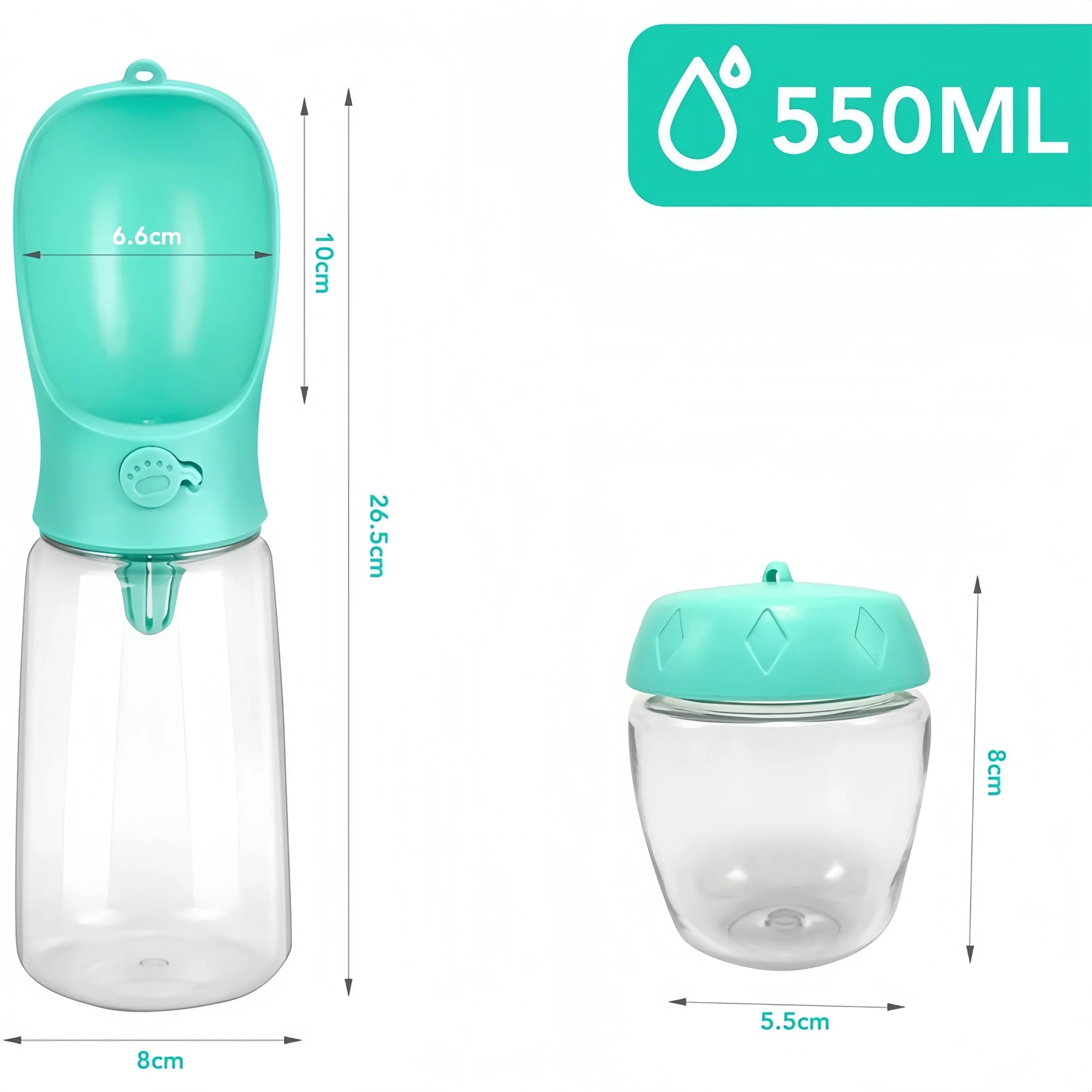 Portable Pet Water Bottle Food Grade Material Dog Cat Travel Cup with Food Dispenser Leakproof Puppy Small Pets