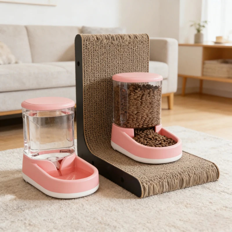 Portable Automatic Pet Feeder & Water Dispenser, Safe Plastic, Large Capacity for Cat/Dog Food, Best - Selling Pet Supply