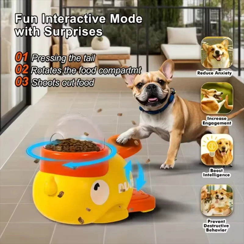 Pet rubber duck cat toy, self-entertaining cat teaser, freeze-dried treat dispenser, automatic feeder