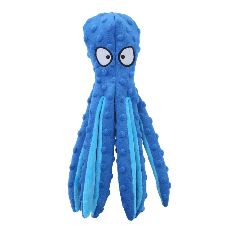 1PC Pet plush toys, cartoon stamps, fish skin shells, dog biting and sound-making toys, octopus, cat and dog products