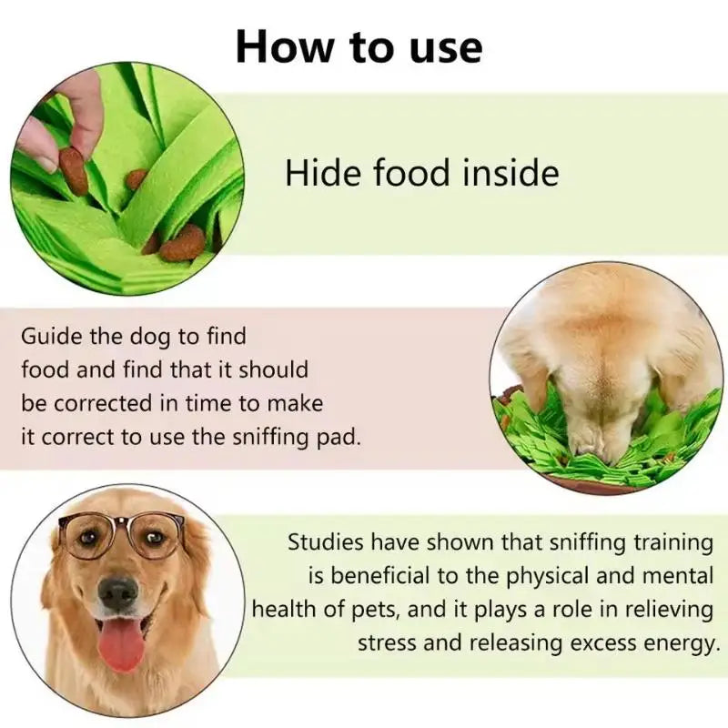 【E】Pet Snuffle Mat For Dogs, Interactive Feed Game For Boredom, Encourages Natural Foraging Skills For Cats Dogs Bowl Travel Use