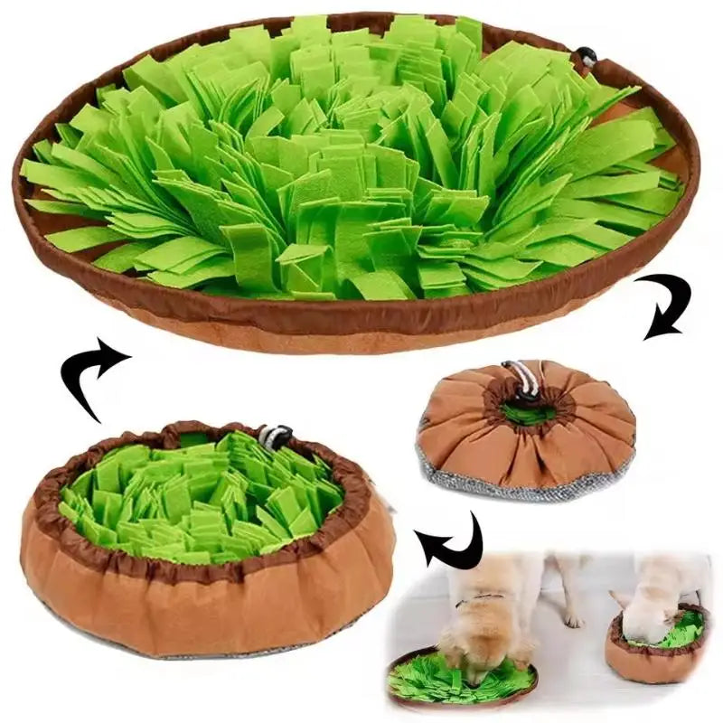 【E】Pet Snuffle Mat For Dogs, Interactive Feed Game For Boredom, Encourages Natural Foraging Skills For Cats Dogs Bowl Travel Use