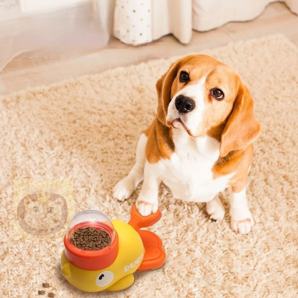 Pet rubber duck cat toy, self-entertaining cat teaser, freeze-dried treat dispenser, automatic feeder