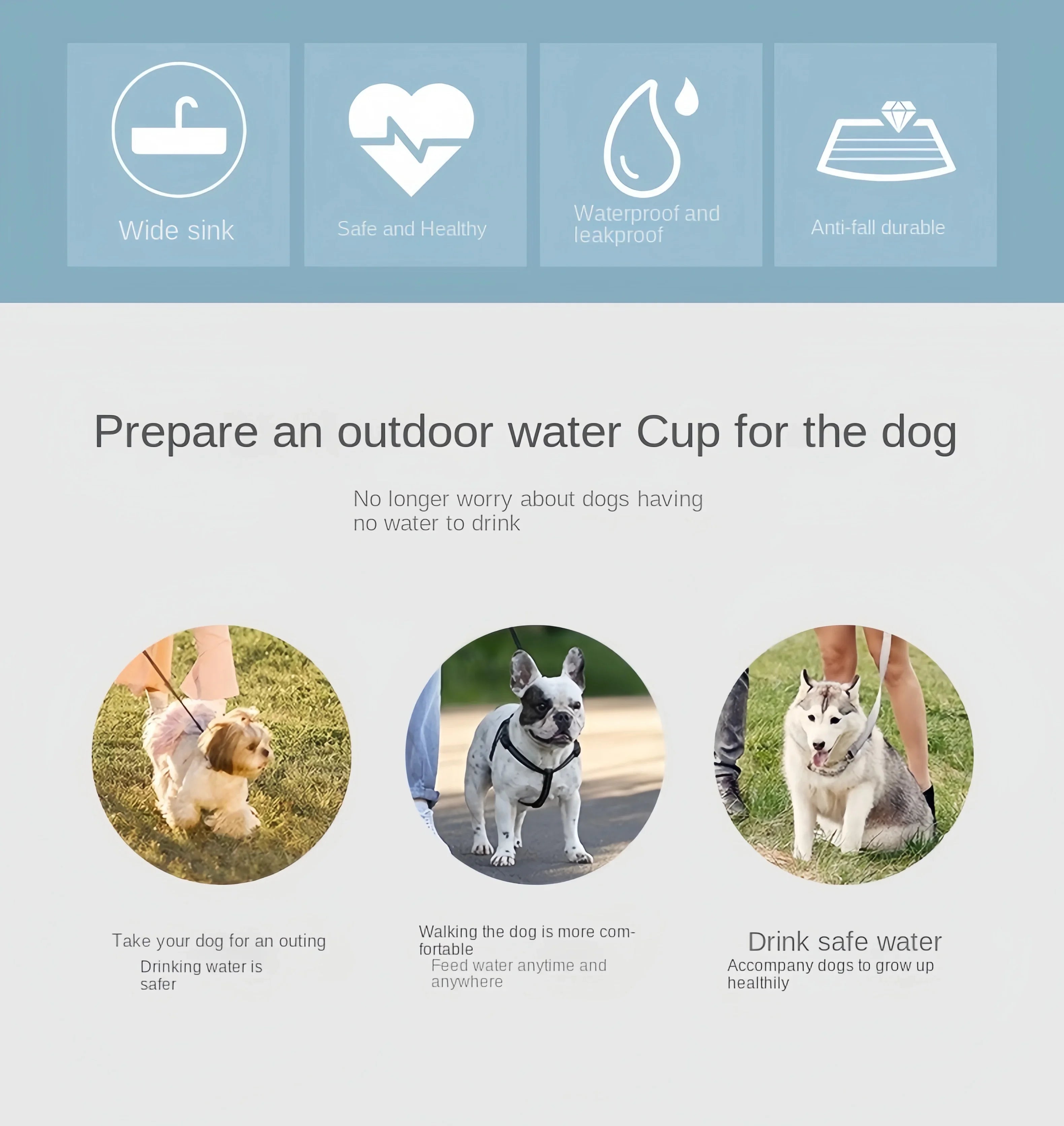 Portable Pet Water Bottle Food Grade Material Dog Cat Travel Cup with Food Dispenser Leakproof Puppy Small Pets
